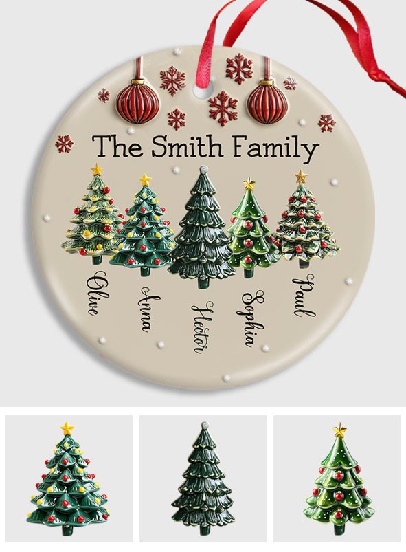 Family Tree - Personalized Family Ceramic Circle Ornament