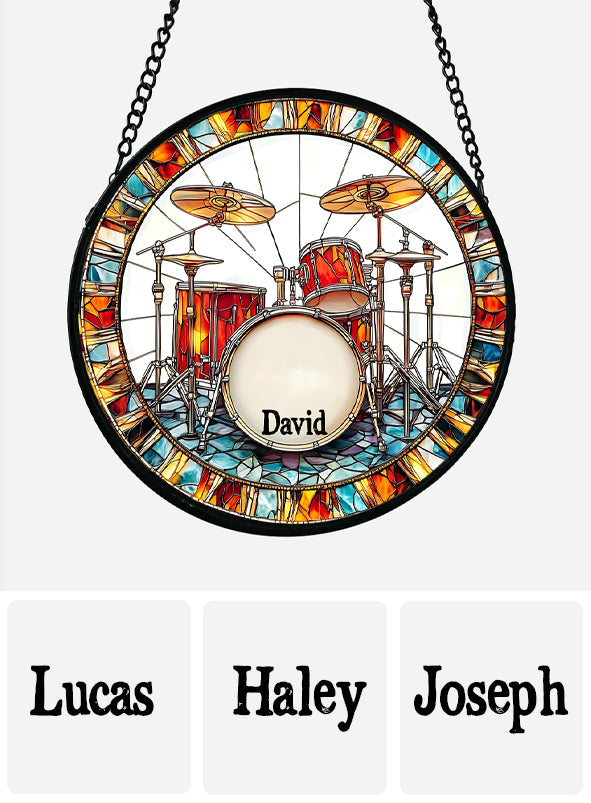 Love Drums - Personalized Drummer Stained Glass Suncatcher