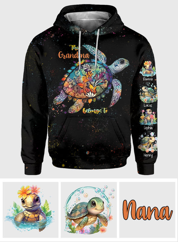 This Grandma Mom Belongs To - Personalized Turtle All Over Shirt