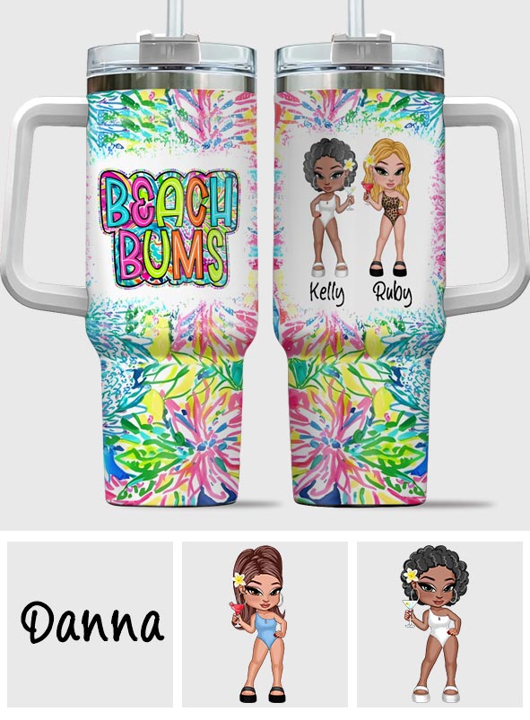 Beach Bum Besties - Personalized Sea Lover Tumbler With Handle