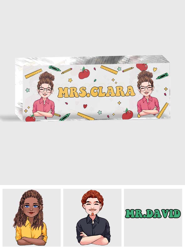 Teacher Desk Name Plate - Personalized Teacher Custom Shaped Acrylic Plaque