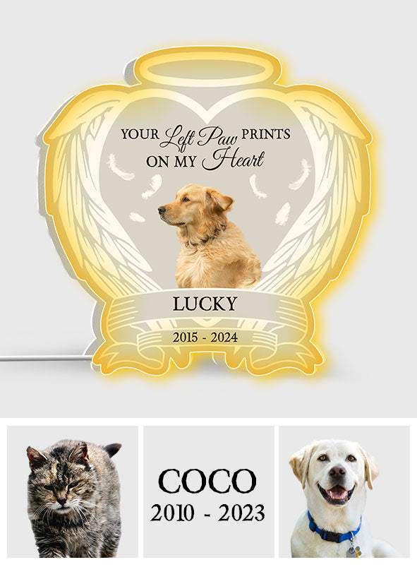 You Left Paw Prints On My Heart - Personalized Dog Photo Light Box