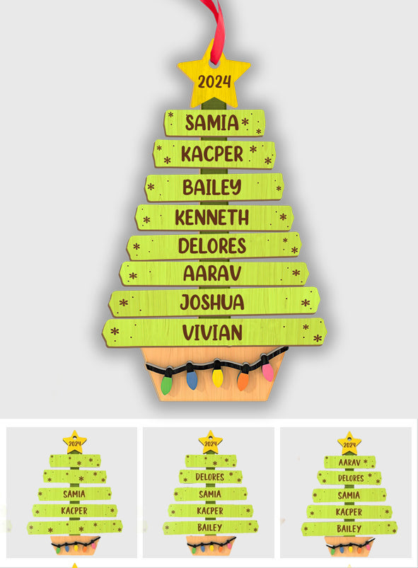 Family Tree Ornament - Personalized Family 2 Layered Piece Ornament