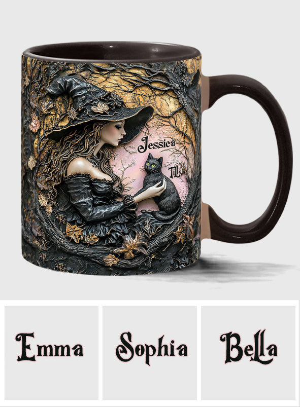 A Witch And Her Black Cat It's A Beautiful Thing - Personalized Witch Accent Mug