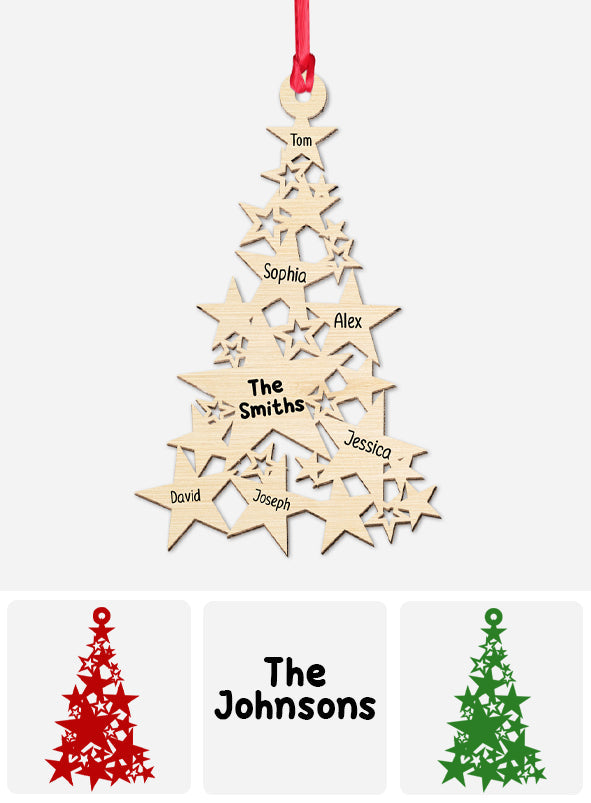 Star Christmas Tree Family Custom Names - Personalized Family Ornament