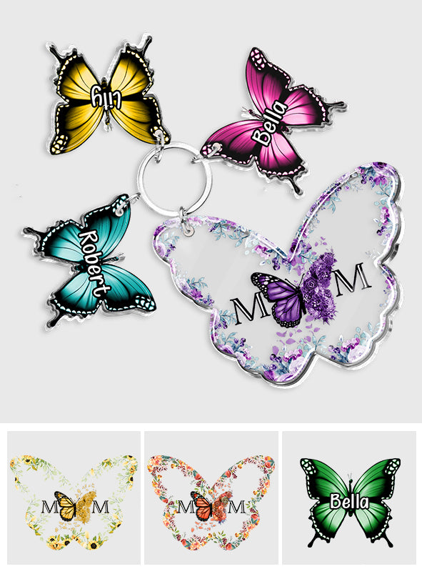 Happy Mother‘s Day Butterfly Version - Personalized Mother Keychain with Charms