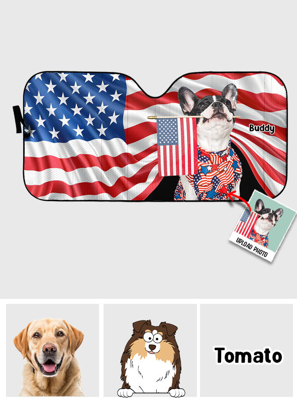 Funny Dog 4th Of July - Personalized Dog Car Sunshade