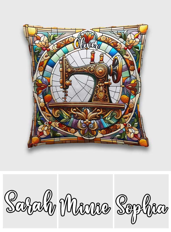 Colorful Sewing Machine - Personalized Sewing Throw Pillow