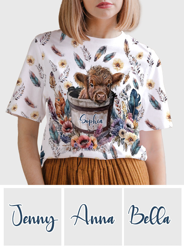 Baby Highland Cow In a Bucket - Personalized All Over Shirt