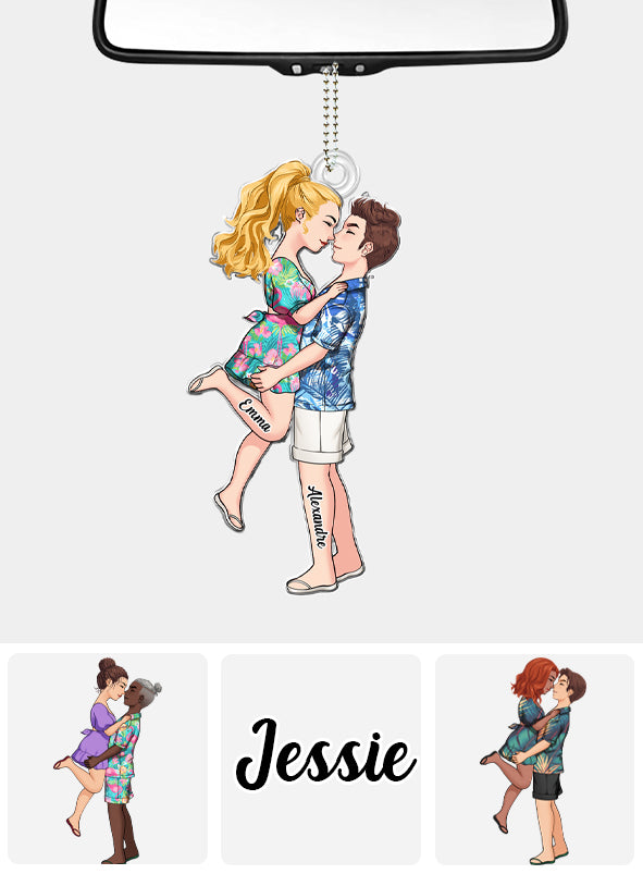 Drive Safe I Love You - Personalized Couple Custom Shaped Car Ornament