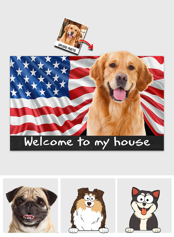 Welcome To My House - Personalized Dog Shaped Doormat