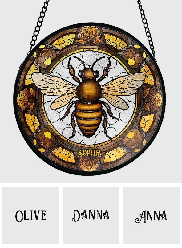 Beautiful Bee - Personalized Bee Stained Glass Suncatcher
