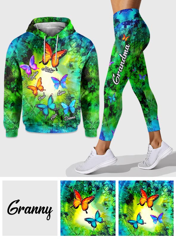 Love Being Grandma Beautiful Butterflies - Personalized Grandma Hoodie and Leggings