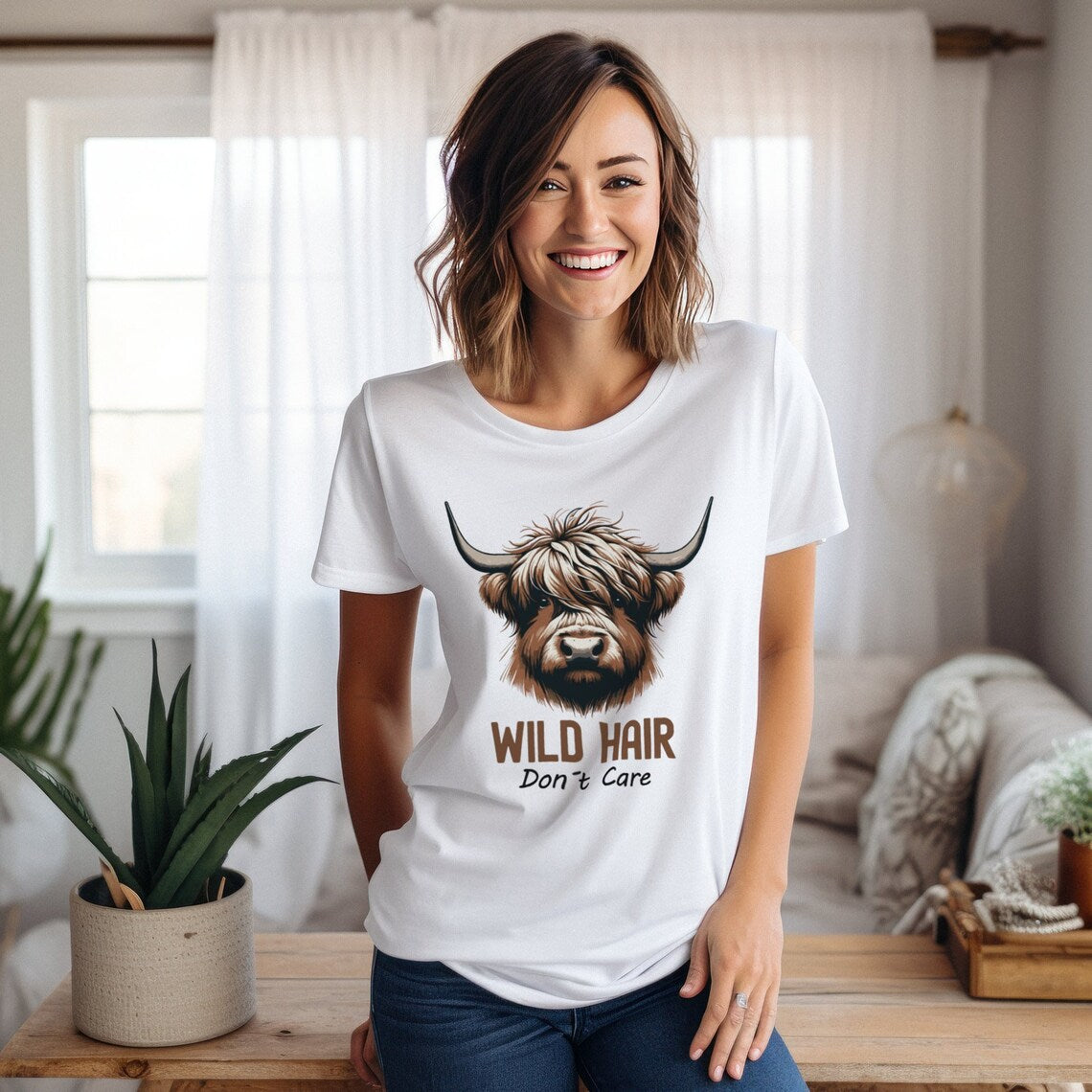 Wild Hair Dont Care Highland Cow T-shirt & Hoodie 0624