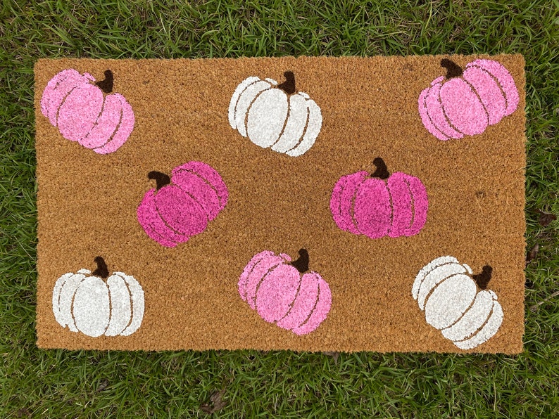 Pink Pumpkins Doormat Halloween Doormat 0924