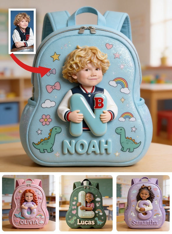 Personalized 3D Curly Blonde Baby Boy Custom Name Backpack, Cute Preschool Toddler School Gift for Little Boys