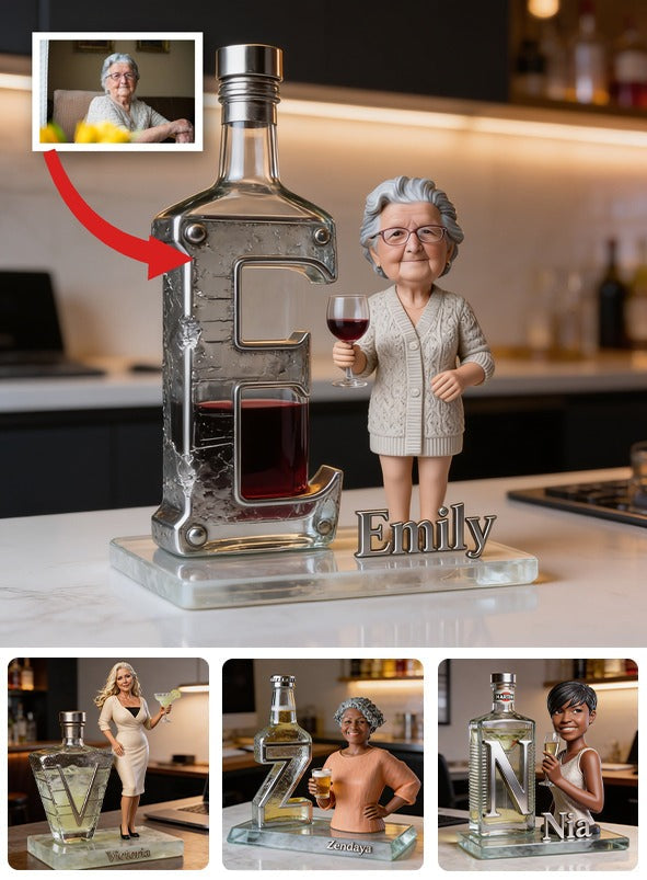 Personalized Wine Loving Grandma Custom Shaped Acrylic Plaque - Unique Mother's Day Gift Kitchen Bar Desk Decor