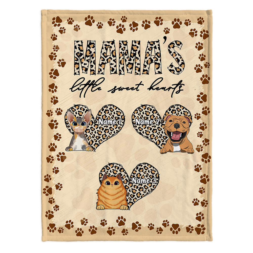 Mama's Little Sweet Hearts - Personalized Mother's day Dog Blanket