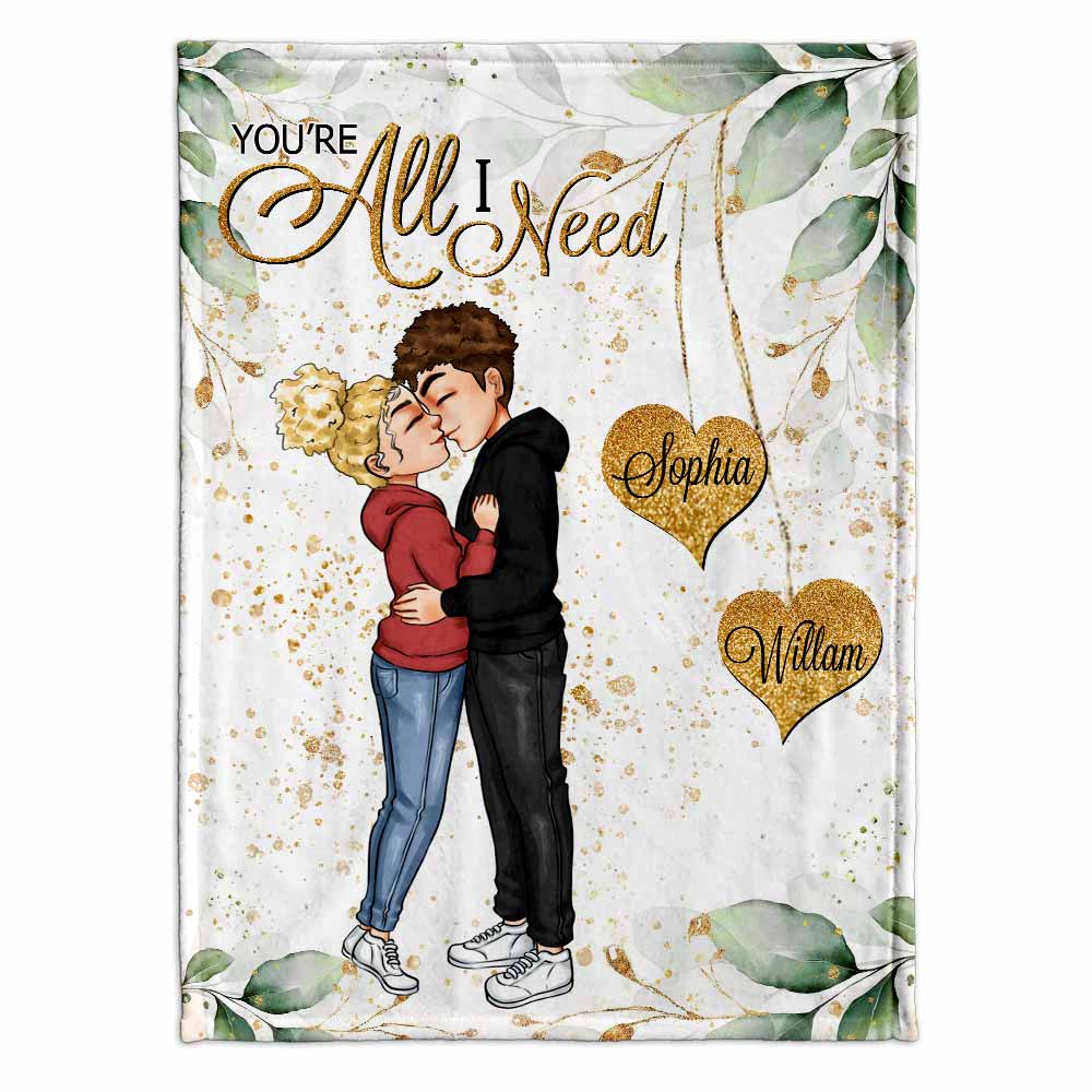You're All I Need - Personalized Couple Blanket