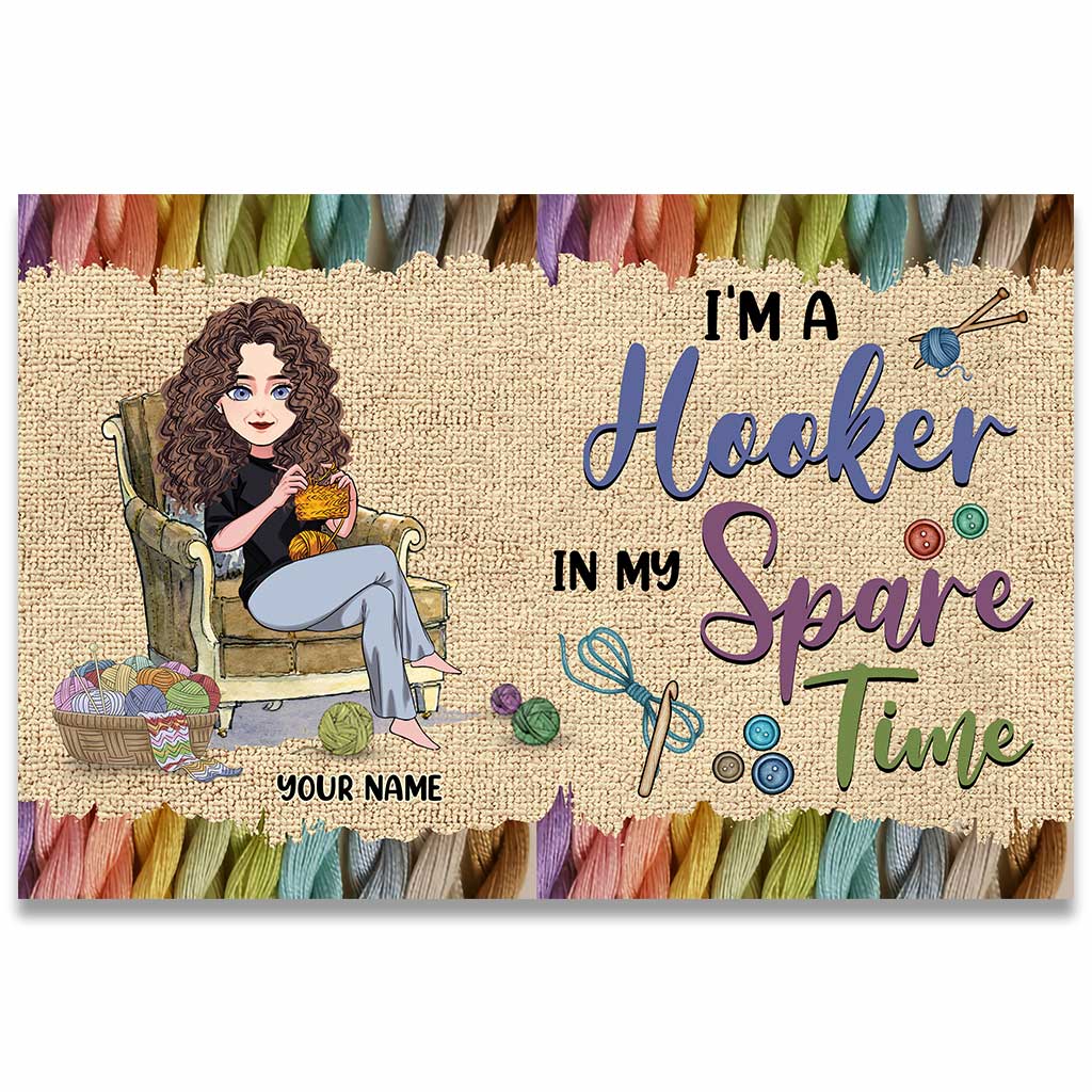 In My Spare Time - Personalized Crocheting Doormat