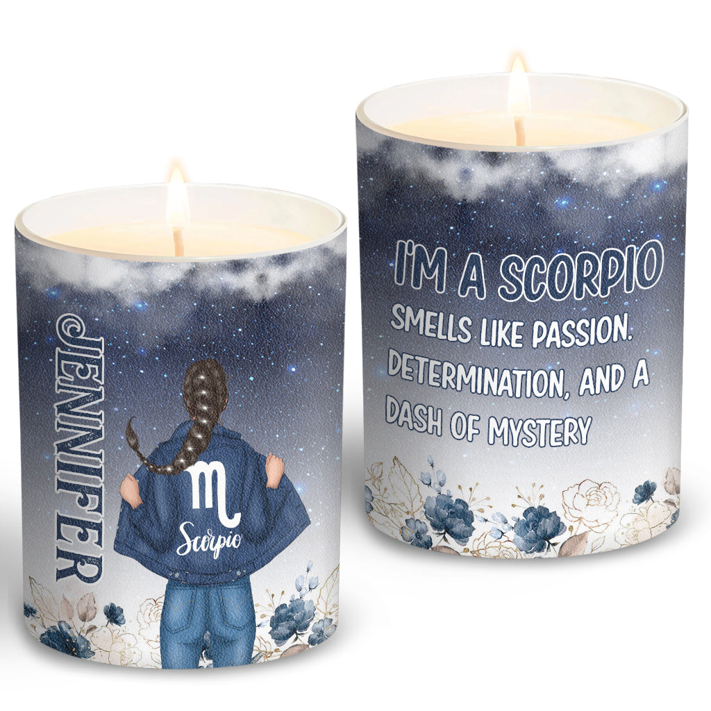 Floral Zodiac - Personalized Horoscope Candle With Wooden Lid