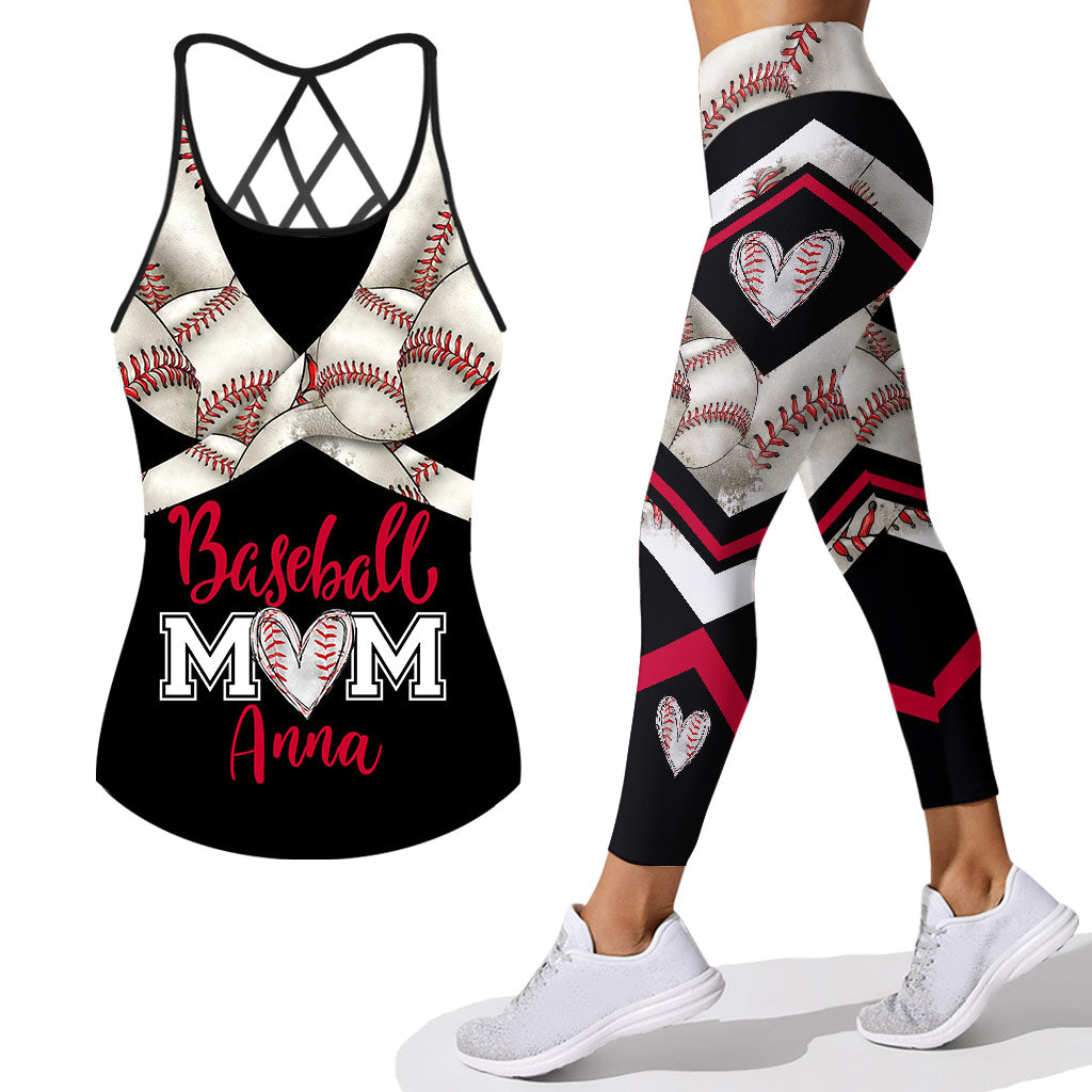 Baseball Mom - Personalized Cross Tank Top and Leggings