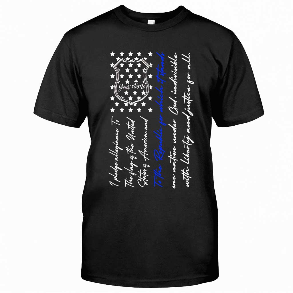 Police Badge Pledge Of Allegiance - Personalized Independence Day T-shirt and Hoodie