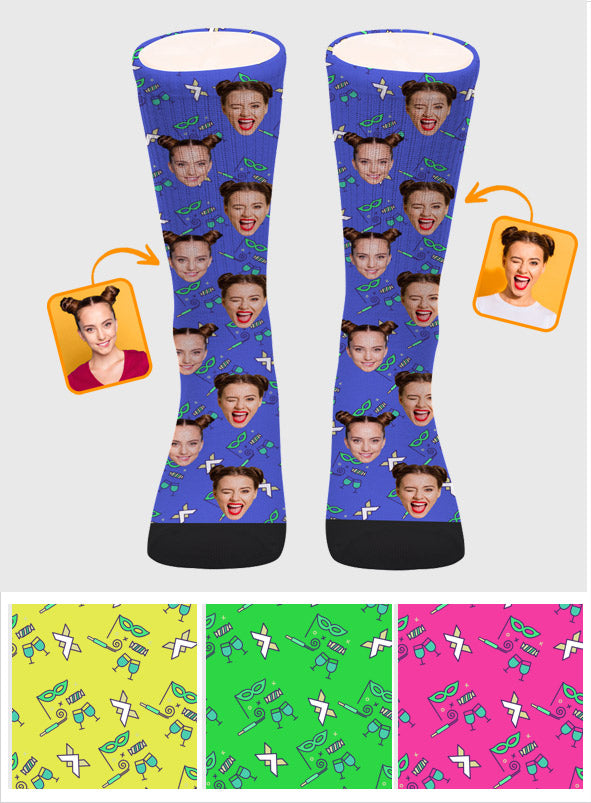 Custom Face Party Pattern - Personalized Bestie Socks