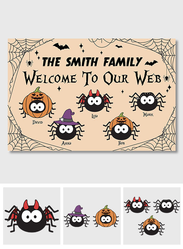 Welcome To Our Web - Personalized Family Doormat