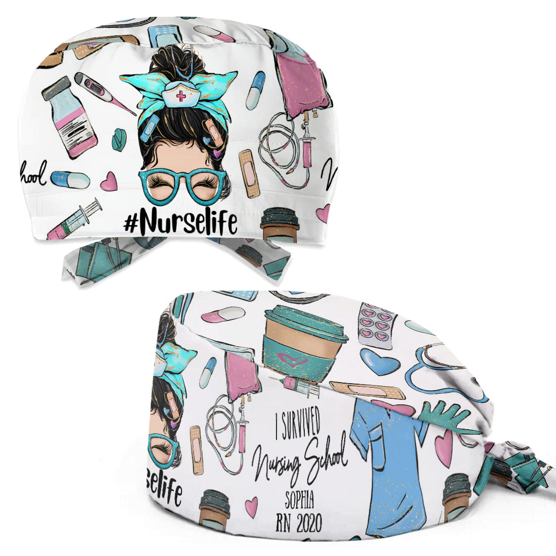 I Survived Nursing School - Personalized Nurse Scrub Cap