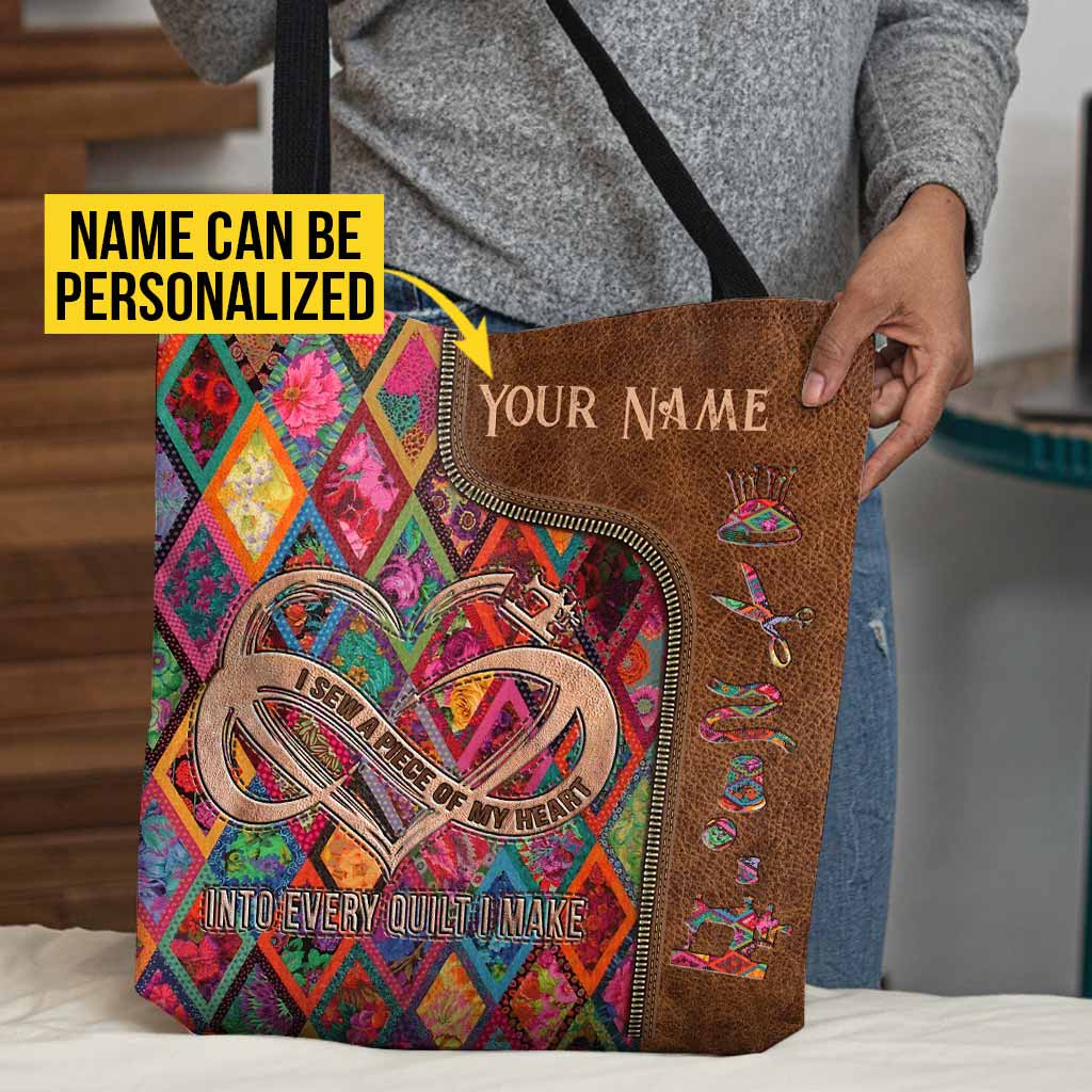 I Sew A Piece Of My Heart Personalized Tote Bag