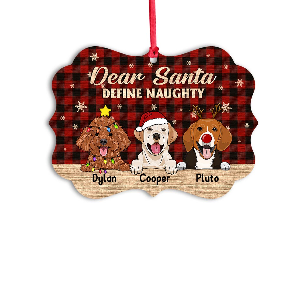 Define Naughty - Personalized Christmas Dog Ornament (Printed On Both Sides)