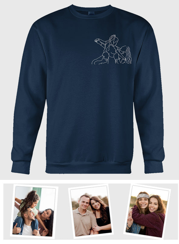 Custom Line Art - Personalized Family Embroidered Sweater