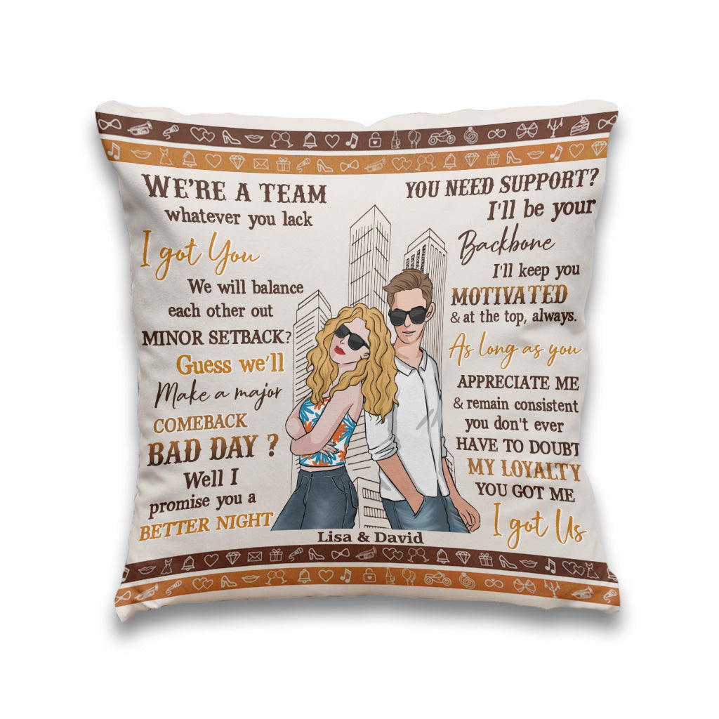 We're A Team - Personalized Couple Throw Pillow