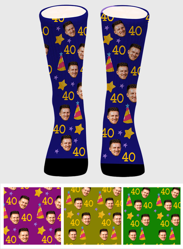Custom Face Birthday Cake - Personalized Birthday Socks