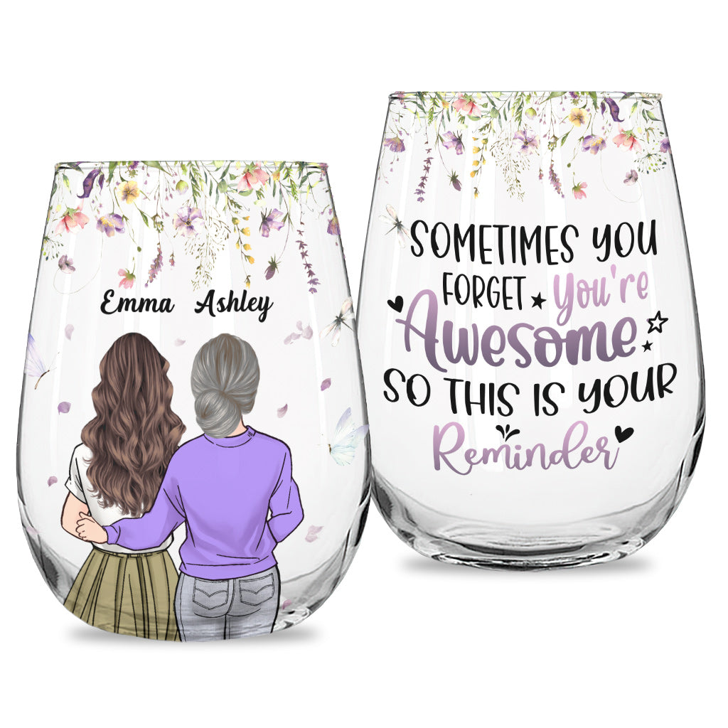You Awesome - Personalized Mother's Day Mother All Over Wine Glass