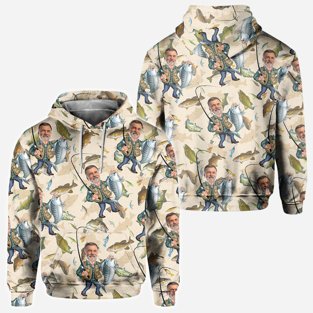 Photo Inserted Funny Fishing - Personalized Fishing All Over Shirt