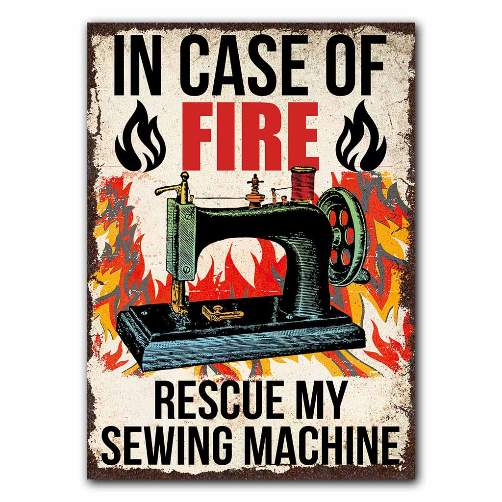In Case Of Fire Rescue - Sewing Rectangle Metal Sign