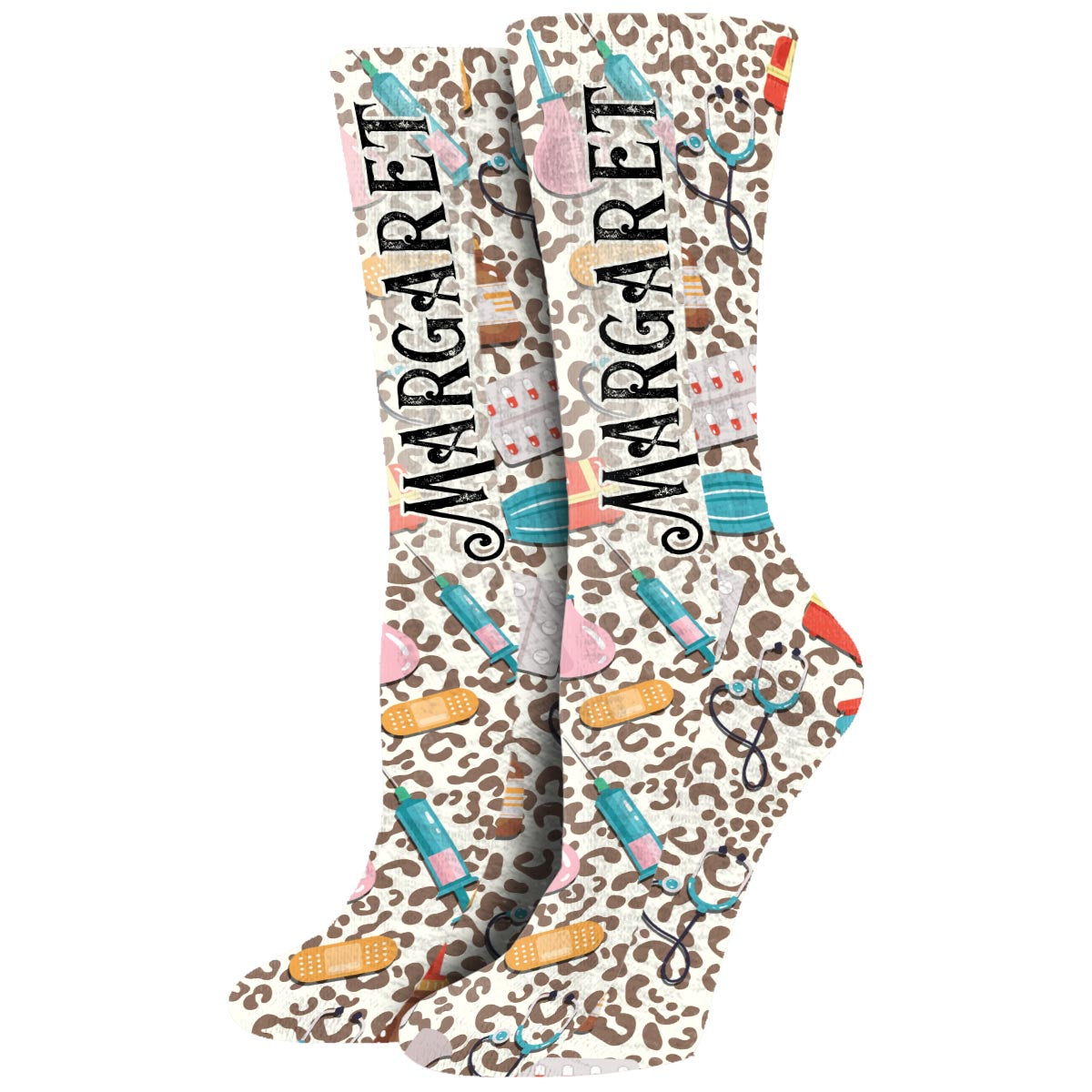 Wild Nurse Leopard - Personalized Nurse Socks