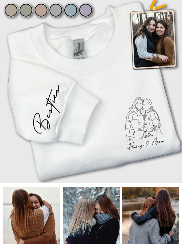 Besties Line Art - Personalized Bestie All Over Shirt