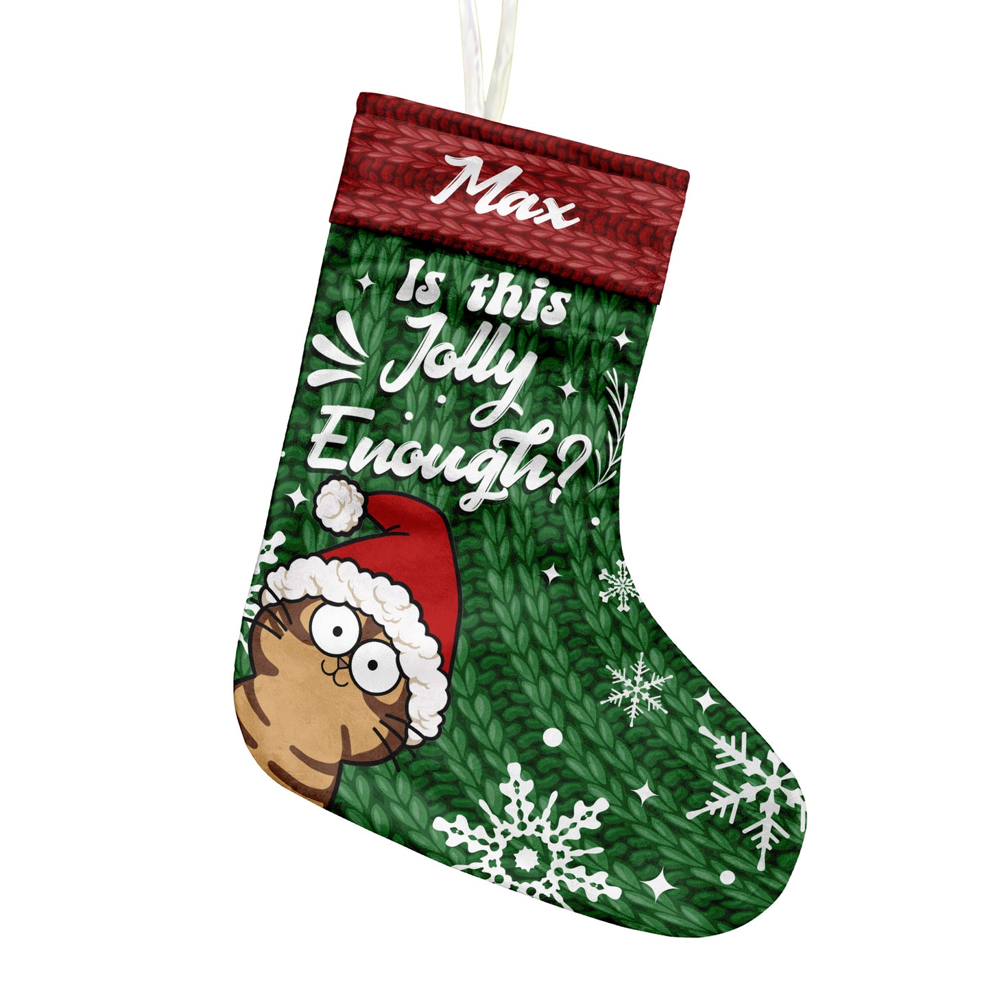 Is This Jolly Enough - Personalized Cat Christmas Stockings