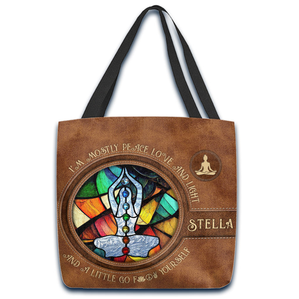 I'm Mostly Peace - Personalized Yoga Tote Bag