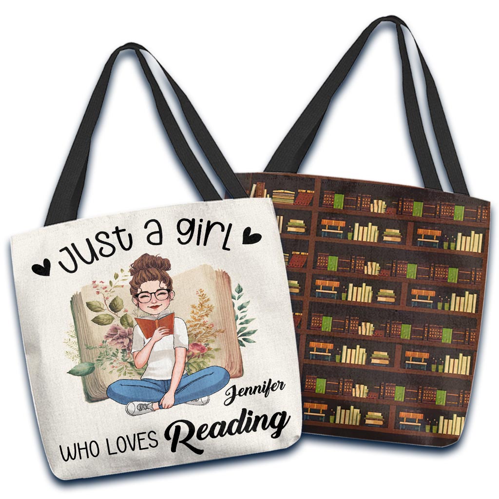 Just A Girl Who Loves Reading - Personalized Book Tote Bag