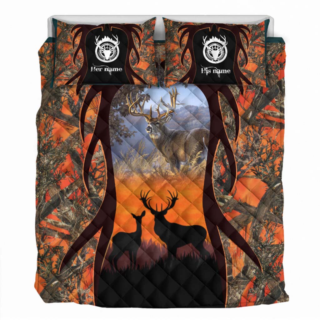 Hunting Couple - Personalized Quilt Set 1121