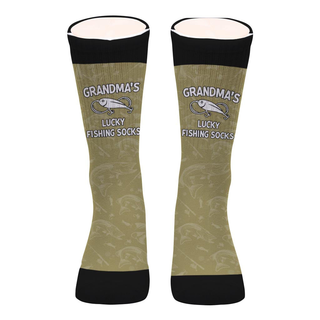 Lucky Fishing Socks - Gift for dad, uncle, aunt, grandma, grandpa, mom, son, daughter, brother, sister, granddaughter, grandson, husband, wife, boyfriend, girlfriend, friend, co-worker - Personalized Socks