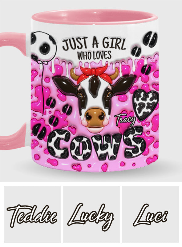 Just A Girl Who Loves Cow - Personalized Cow Accent Mug