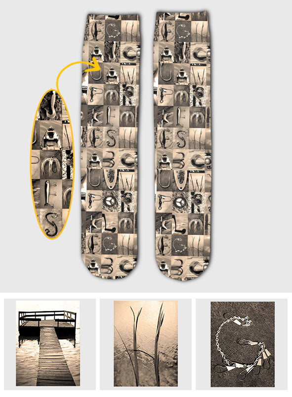 Vintage Fishing Alphabet - Personalized Fishing Socks