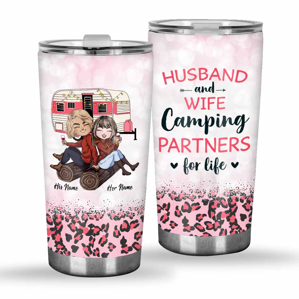 Husband And Wife Camping Couple - Personalized Camping Tumbler