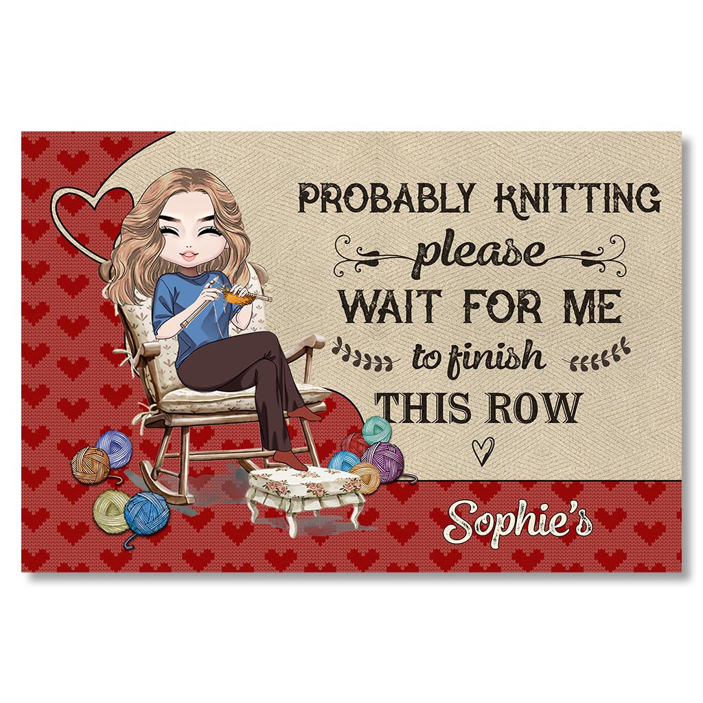 If I'm Sitting I'm Knitting - Personalized Knitting Doormat