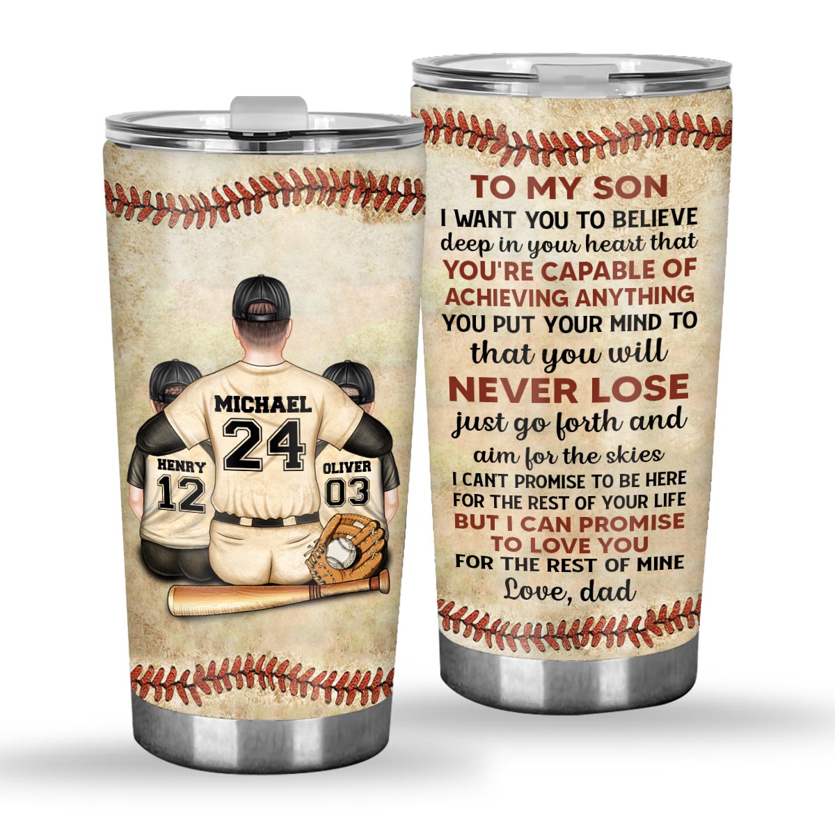 I Want You To Believe Deep In Your Heart - Baseball gift for son, daughter, granddaughter, grandson - Personalized Tumbler